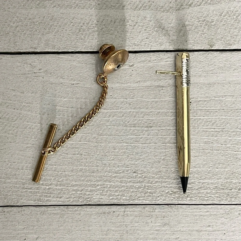 DANTÉ x THINGS REMEMBERED Vintage Two Tone Genuine Diamond Pencil Tie Tack